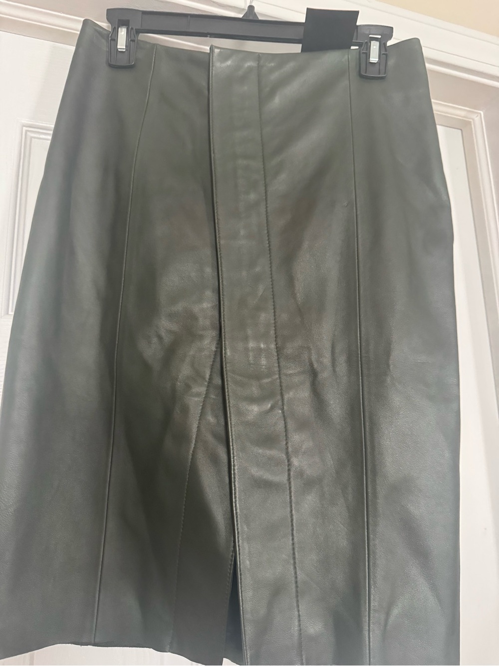 ANTONIO MELANI Olive Green Faux Leather Pencil Skirt